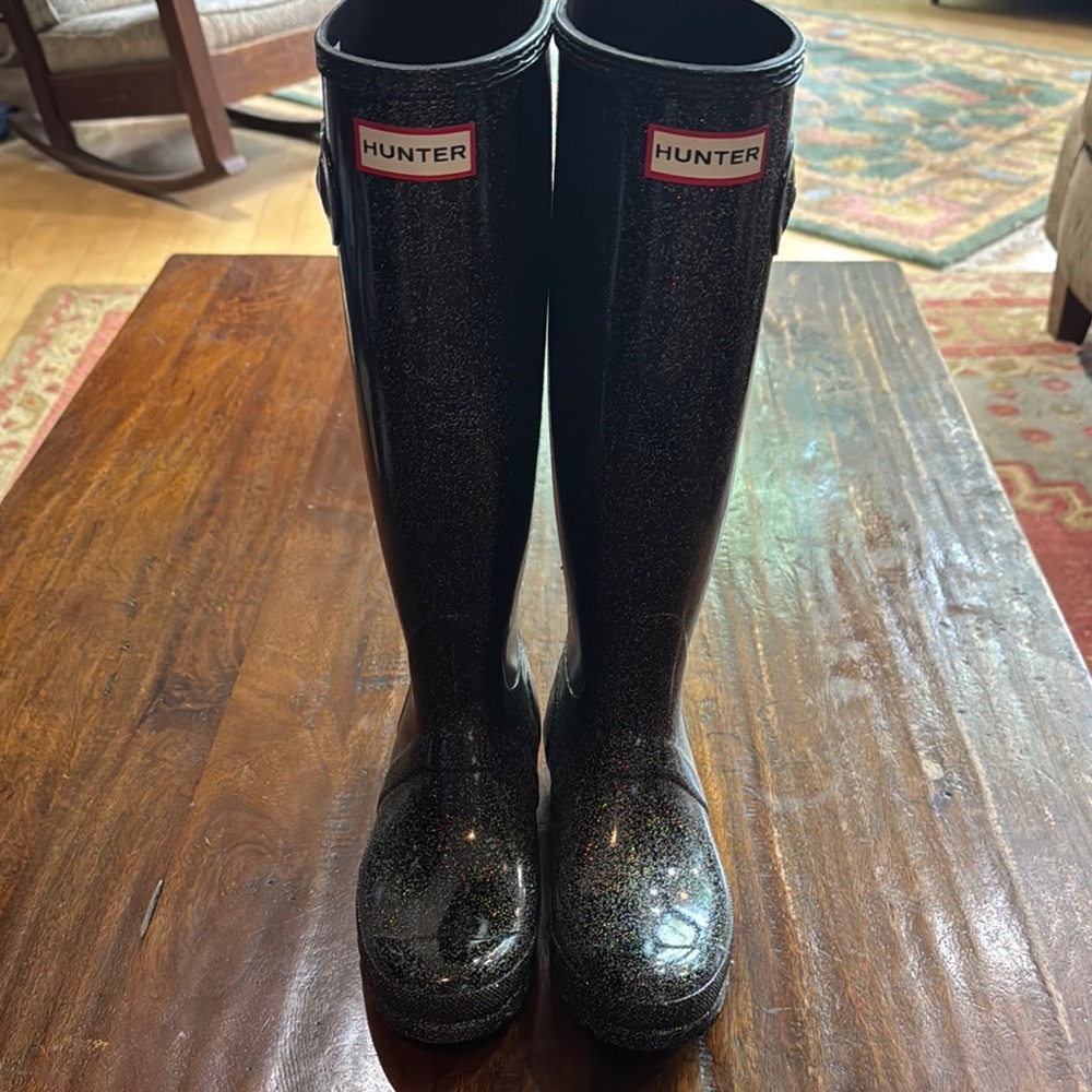 Hunter Sparkling Black Tall Boots NEW NO BOX